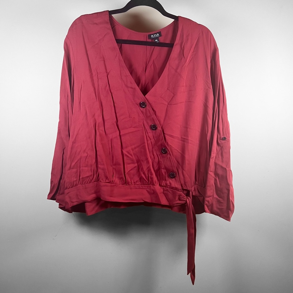 Women's Red Button-Up Top